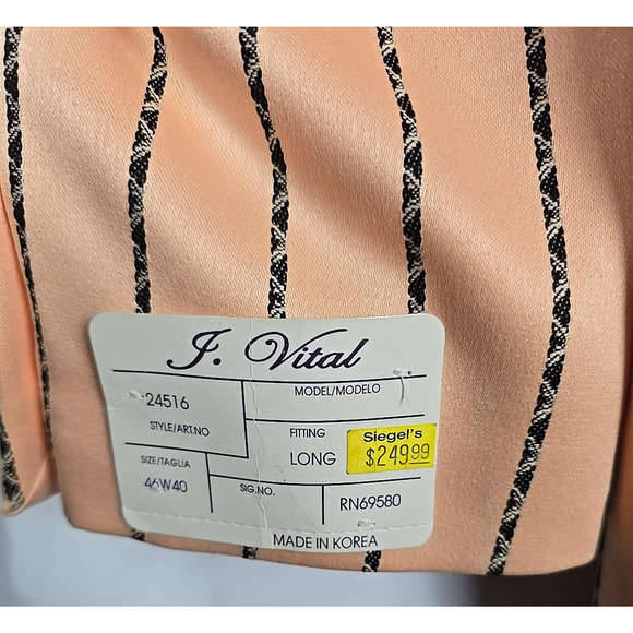 J. Vital Men's Blazer Suit Jacket 46L Peach/Black Pinstripe - NWT - Picture 5 of 8